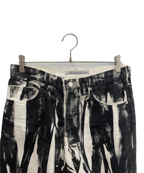 JOHN LAWRENCE SULLIVAN（ジョン ローレンス サリバン）JOHN LAWRENCE SULLIVAN (ジョン ローレンス サリバン) WRINKLE PRINT DENIM PANTS ブラック×ホワイト サイズ:Lの古着・服飾アイテム