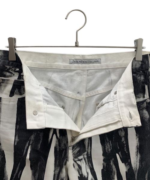 JOHN LAWRENCE SULLIVAN（ジョン ローレンス サリバン）JOHN LAWRENCE SULLIVAN (ジョン ローレンス サリバン) WRINKLE PRINT DENIM PANTS ブラック×ホワイト サイズ:Lの古着・服飾アイテム