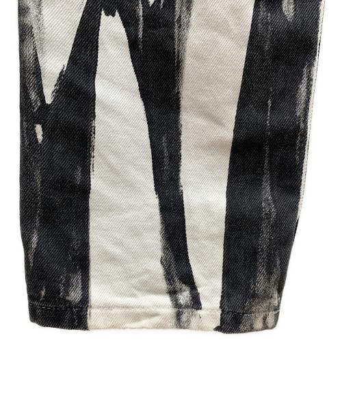 JOHN LAWRENCE SULLIVAN（ジョン ローレンス サリバン）JOHN LAWRENCE SULLIVAN (ジョン ローレンス サリバン) WRINKLE PRINT DENIM PANTS ブラック×ホワイト サイズ:Lの古着・服飾アイテム