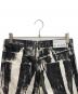 中古・古着 JOHN LAWRENCE SULLIVAN (ジョン ローレンス サリバン) WRINKLE PRINT DENIM PANTS ブラック×ホワイト サイズ:L：8000円