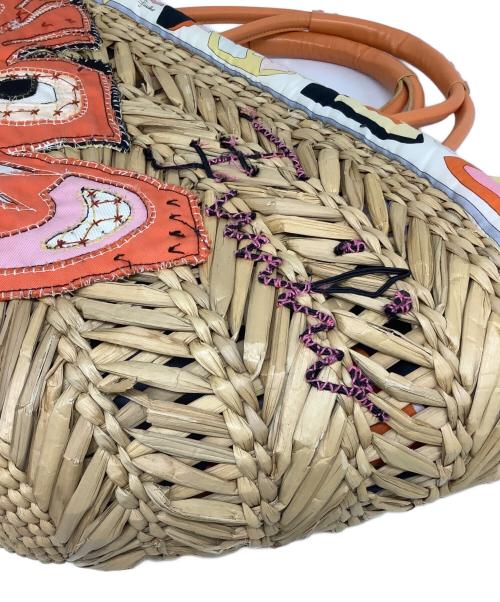 Emilio Pucci（エミリオ プッチ）Emilio Pucci (エミリオ プッチ) カゴバッグ ベージュ×オレンジの古着・服飾アイテム