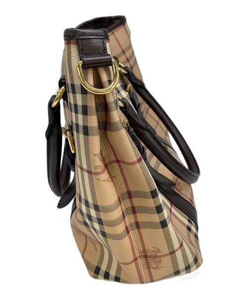 BURBERRY（バーバリー）BURBERRY (バーバリー) HAYMARKET NORTHFIELD TOTE ベージュ×ブラックの古着・服飾アイテム