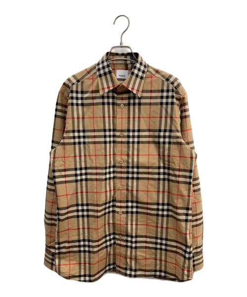 BURBERRY（バーバリー）BURBERRY (バーバリー) 長袖レギュラーカラーシャツ ブラウン×ブラック サイズ:Ｓの古着・服飾アイテム