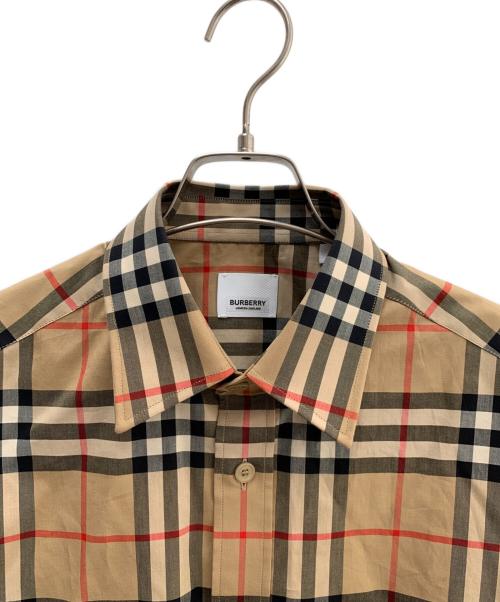 BURBERRY（バーバリー）BURBERRY (バーバリー) 長袖レギュラーカラーシャツ ブラウン×ブラック サイズ:Ｓの古着・服飾アイテム