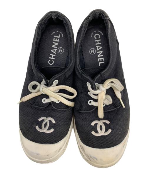 CHANEL（シャネル）CHANEL (シャネル) キャンバススニーカー ホワイト×ブラック サイズ:38の古着・服飾アイテム