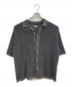 Coohemコーヘン）の古着「COTTON STRIPE KNIT SHIRT」｜ブラック×ホワイト
