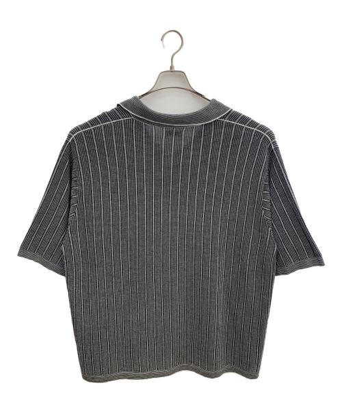 Coohem（コーヘン）Coohem (コーヘン) COTTON STRIPE KNIT SHIRT ブラック×ホワイト サイズ:Lの古着・服飾アイテム