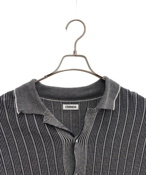 Coohem（コーヘン）Coohem (コーヘン) COTTON STRIPE KNIT SHIRT ブラック×ホワイト サイズ:Lの古着・服飾アイテム