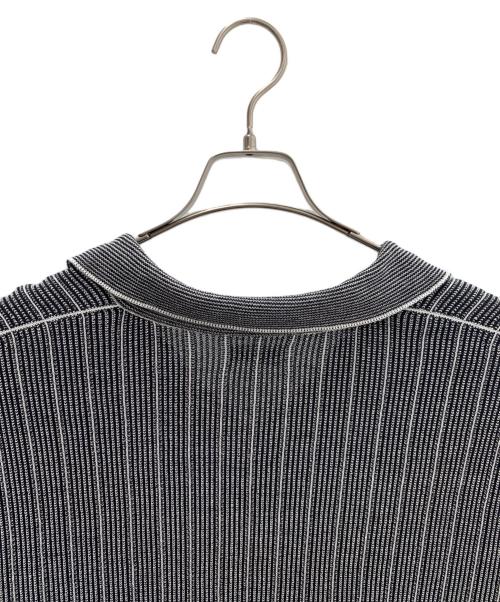 Coohem（コーヘン）Coohem (コーヘン) COTTON STRIPE KNIT SHIRT ブラック×ホワイト サイズ:Lの古着・服飾アイテム