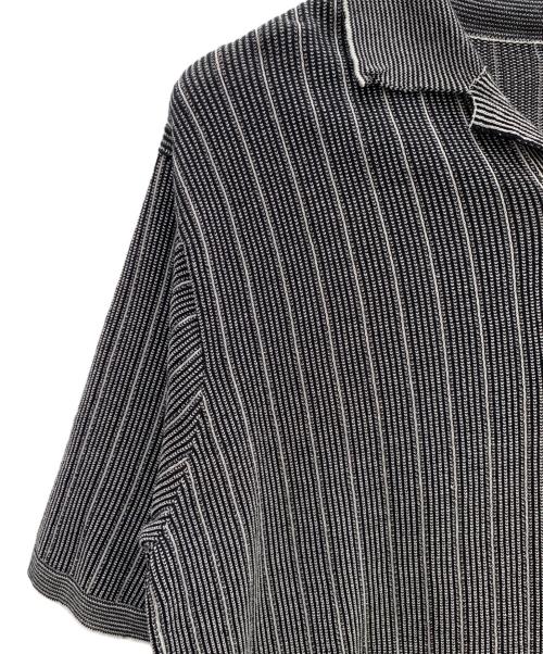 Coohem（コーヘン）Coohem (コーヘン) COTTON STRIPE KNIT SHIRT ブラック×ホワイト サイズ:Lの古着・服飾アイテム