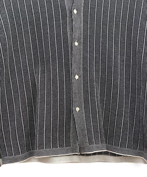 Coohem（コーヘン）Coohem (コーヘン) COTTON STRIPE KNIT SHIRT ブラック×ホワイト サイズ:Lの古着・服飾アイテム
