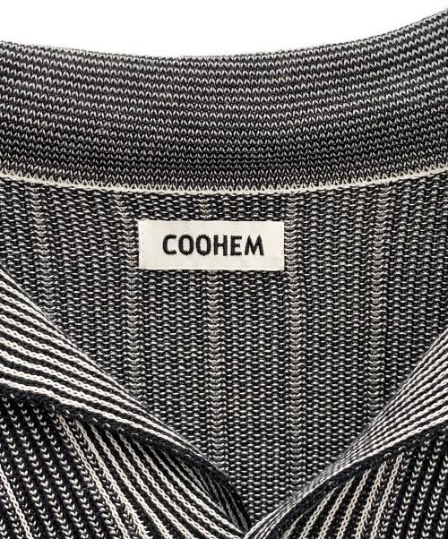Coohem（コーヘン）Coohem (コーヘン) COTTON STRIPE KNIT SHIRT ブラック×ホワイト サイズ:Lの古着・服飾アイテム