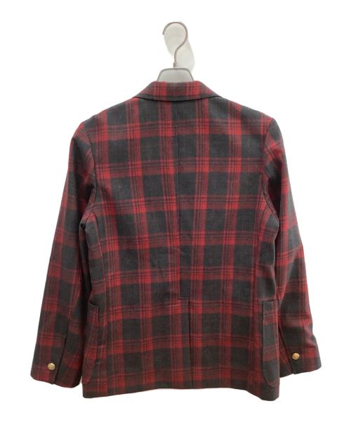 maison kitsune（メゾンキツネ）maison kitsune (メゾンキツネ) ウールチェックブレザー レッド サイズ:Lの古着・服飾アイテム
