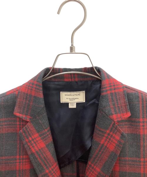 maison kitsune（メゾンキツネ）maison kitsune (メゾンキツネ) ウールチェックブレザー レッド サイズ:Lの古着・服飾アイテム
