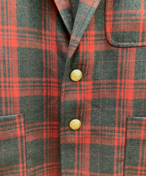 maison kitsune（メゾンキツネ）maison kitsune (メゾンキツネ) ウールチェックブレザー レッド サイズ:Lの古着・服飾アイテム