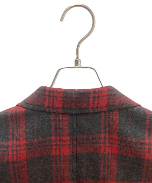 maison kitsune（メゾンキツネ）maison kitsune (メゾンキツネ) ウールチェックブレザー レッド サイズ:Lの古着・服飾アイテム