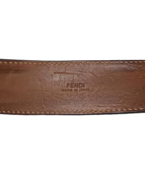 FENDI（フェンディ）FENDI (フェンディ) FFロゴバックルレザーベルトレザーベルト ゴールド×ブラックの古着・服飾アイテム