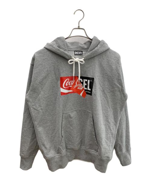 DIESEL（ディーゼル）DIESEL (ディーゼル) Coca Cola (コカコーラ) プルオーバーパーカー グレー サイズ:Ｓの古着・服飾アイテム