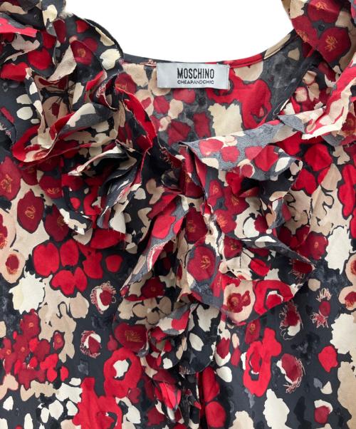 MOSCHINO（モスキーノ）MOSCHINO (モスキーノ) ノースリーブワンピース レッド×ブラック サイズ:FREEの古着・服飾アイテム