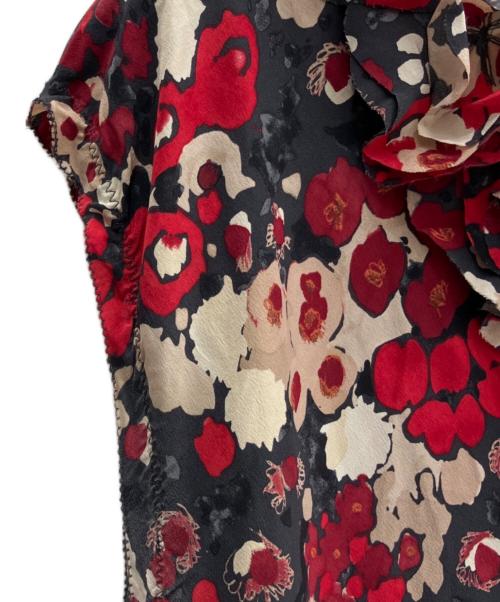 MOSCHINO（モスキーノ）MOSCHINO (モスキーノ) ノースリーブワンピース レッド×ブラック サイズ:FREEの古着・服飾アイテム