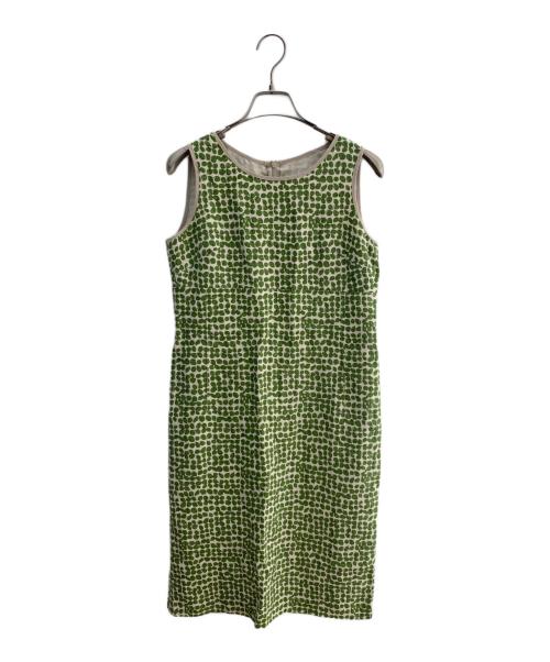 'S Max Mara（エスマックスマーラ）'S Max Mara (エスマックスマーラ) ノースリーブワンピース グリーン×ホワイト サイズ:38の古着・服飾アイテム