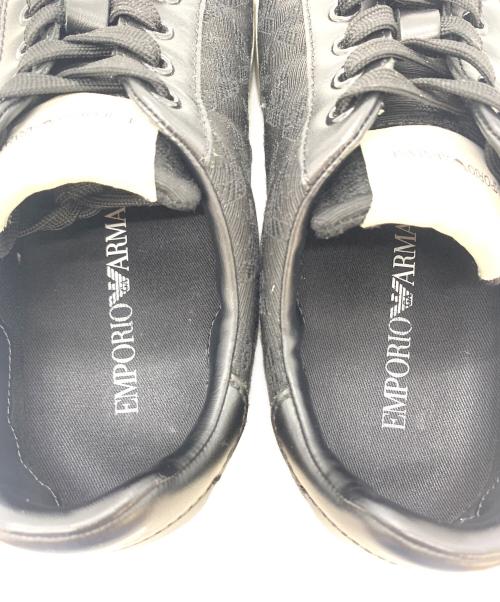 EMPORIO ARMANI（エンポリオアルマーニ）EMPORIO ARMANI (エンポリオアルマーニ) ローカットスニーカー/スニーカー ナイロン オールオーバージャカードイーグル ホワイト×ブラック サイズ:25cmの古着・服飾アイテム