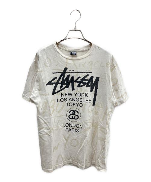 stussy（ステューシー）stussy (ステューシー) 00'sワールドツアーカットソー アイボリー サイズ:Ｍの古着・服飾アイテム