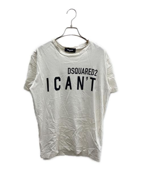 DSQUARED2（ディースクエアード）DSQUARED2 (ディースクエアード) プリントTシャツ ホワイト×ブラック サイズ:Ｓの古着・服飾アイテム