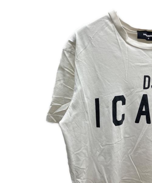 DSQUARED2（ディースクエアード）DSQUARED2 (ディースクエアード) プリントTシャツ ホワイト×ブラック サイズ:Ｓの古着・服飾アイテム