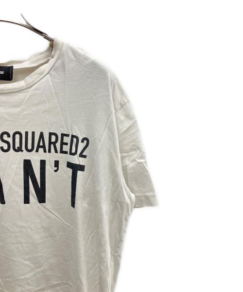 DSQUARED2（ディースクエアード）DSQUARED2 (ディースクエアード) プリントTシャツ ホワイト×ブラック サイズ:Ｓの古着・服飾アイテム