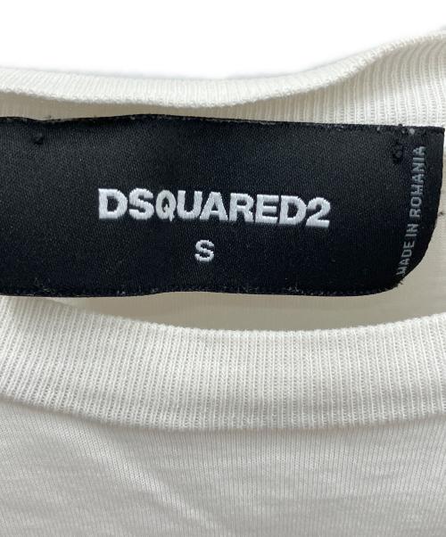 DSQUARED2（ディースクエアード）DSQUARED2 (ディースクエアード) プリントTシャツ ホワイト×ブラック サイズ:Ｓの古着・服飾アイテム
