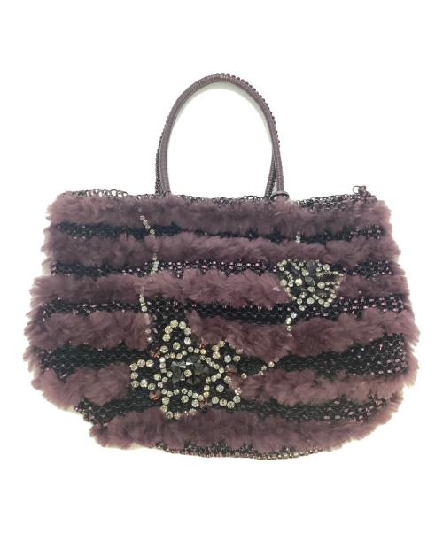 ANTEPRIMA（アンテプリマ）ANTEPRIMA (アンテプリマ) ファーハンドバッグ パープルの古着・服飾アイテム