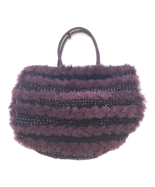 ANTEPRIMA（アンテプリマ）ANTEPRIMA (アンテプリマ) ファーハンドバッグ パープルの古着・服飾アイテム