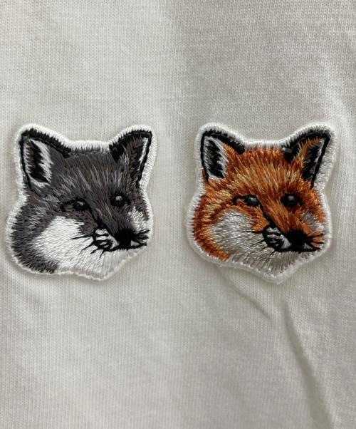 maison kitsune（メゾンキツネ）MAISON KITSUNE (メゾンキツネ) ダブルフォックスヘッド パッチ クラシック Tシャツ ホワイト サイズ:XLの古着・服飾アイテム