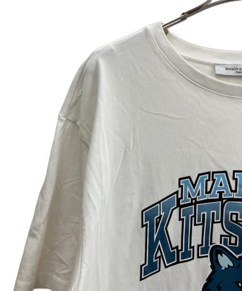 maison kitsune（メゾンキツネ）MAISON KITSUNE (メゾンキツネ) プリントTシャツ ホワイト×ブルー サイズ:XLの古着・服飾アイテム