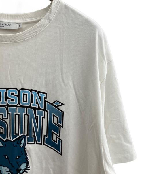maison kitsune（メゾンキツネ）MAISON KITSUNE (メゾンキツネ) プリントTシャツ ホワイト×ブルー サイズ:XLの古着・服飾アイテム