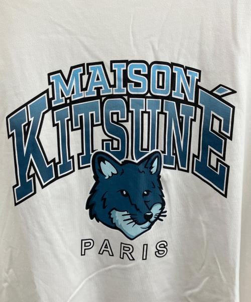 maison kitsune（メゾンキツネ）MAISON KITSUNE (メゾンキツネ) プリントTシャツ ホワイト×ブルー サイズ:XLの古着・服飾アイテム