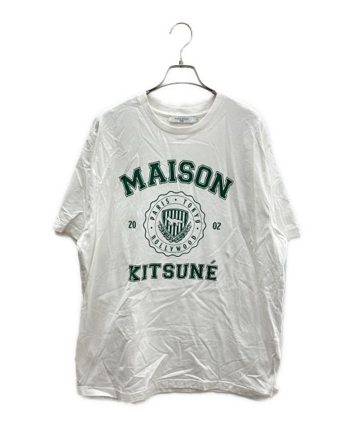maison kitsune（メゾンキツネ）maison kitsune (メゾンキツネ) Tシャツ ホワイト×グリーン サイズ:XLの古着・服飾アイテム