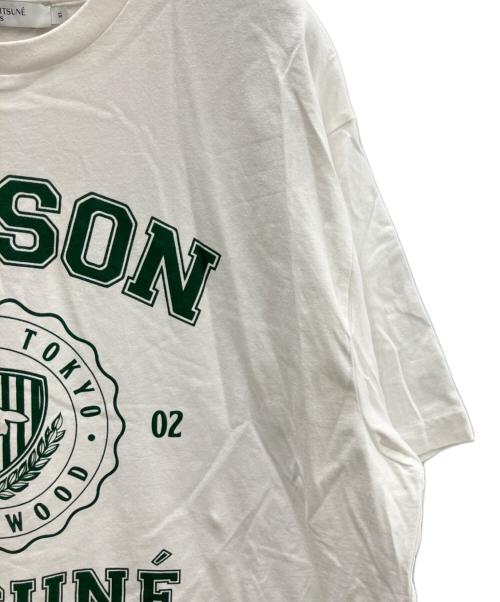 maison kitsune（メゾンキツネ）maison kitsune (メゾンキツネ) Tシャツ ホワイト×グリーン サイズ:XLの古着・服飾アイテム