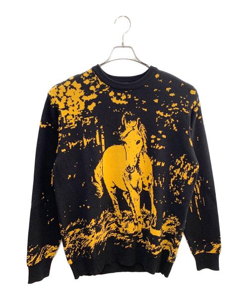 HUF（ハフ）HUF (ハフ) JAIME MUNOZ (ハイメ ミュノス) 厚手ニット ブラック×イエロー サイズ:Mの古着・服飾アイテム