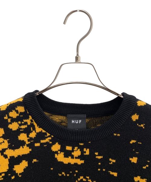 HUF（ハフ）HUF (ハフ) JAIME MUNOZ (ハイメ ミュノス) 厚手ニット ブラック×イエロー サイズ:Mの古着・服飾アイテム