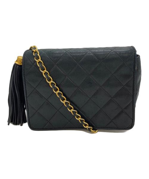 CHANEL（シャネル）CHANEL (シャネル) フリンジチェーンショルダーバッグ ブラックの古着・服飾アイテム