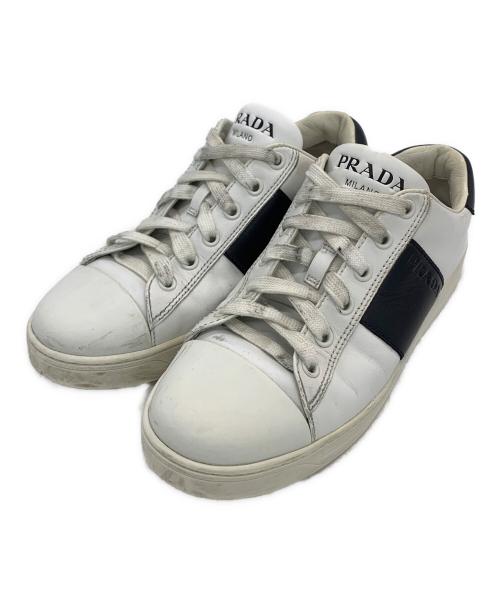 PRADA（プラダ）PRADA (プラダ) レザースニーカー ホワイト サイズ:36の古着・服飾アイテム