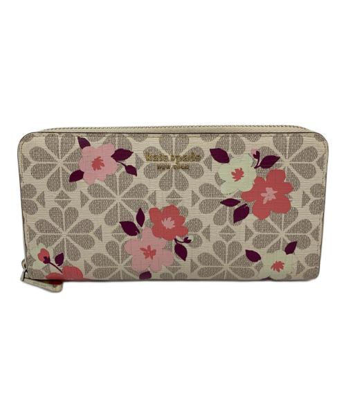 Kate Spade（ケイトスペード）Kate Spade (ケイトスペード) ラウンドファスナー長財布 ベージュピンクの古着・服飾アイテム