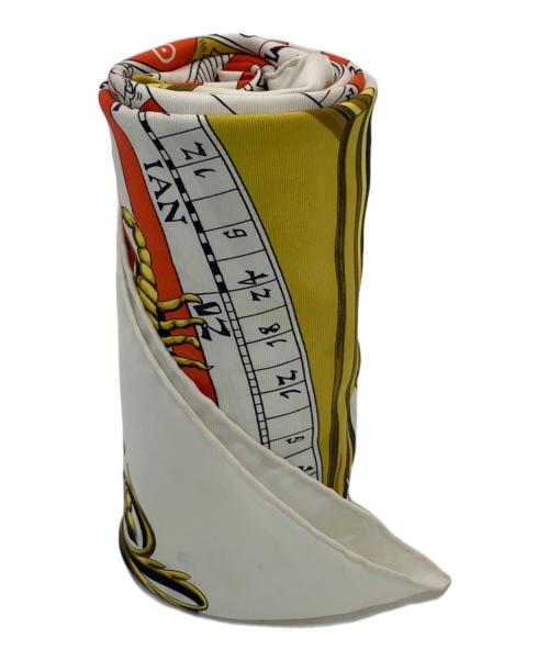 HERMES（エルメス）HERMES (エルメス) カレ90 DIES ET HORE 占星術 ホワイト×オレンジの古着・服飾アイテム