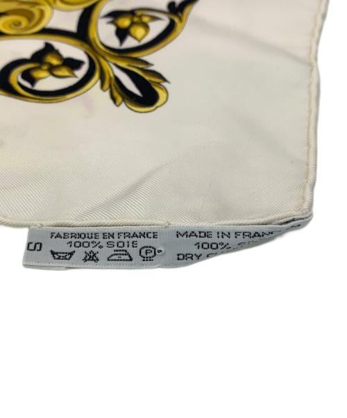 HERMES（エルメス）HERMES (エルメス) カレ90 DIES ET HORE 占星術 ホワイト×オレンジの古着・服飾アイテム