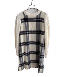 BLUE LABEL CRESTBRIDGE（ブルーレーベルクレストブリッジ）の古着「長袖ワンピース」｜ホワイト×ネイビー