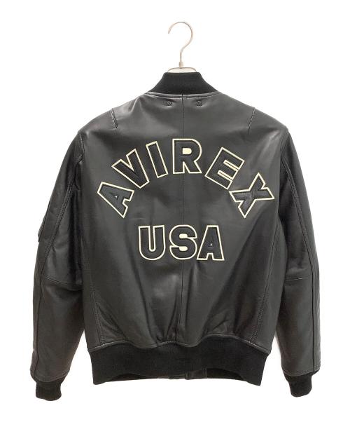 AVIREX（アヴィレックス）AVIREX (アヴィレックス) ラムレザーMA-1ジャケット ブラック サイズ:Lの古着・服飾アイテム