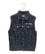 HARLEY-DAVIDSONハーレーダビッドソン）の古着「Embossed Upright Eagle Denim Vest」｜ブラック
