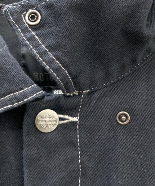 HARLEY-DAVIDSON（ハーレーダビッドソン）HARLEY-DAVIDSON (ハーレーダビッドソン) Embossed Upright Eagle Denim Vest ブラック サイズ:Mの古着・服飾アイテム